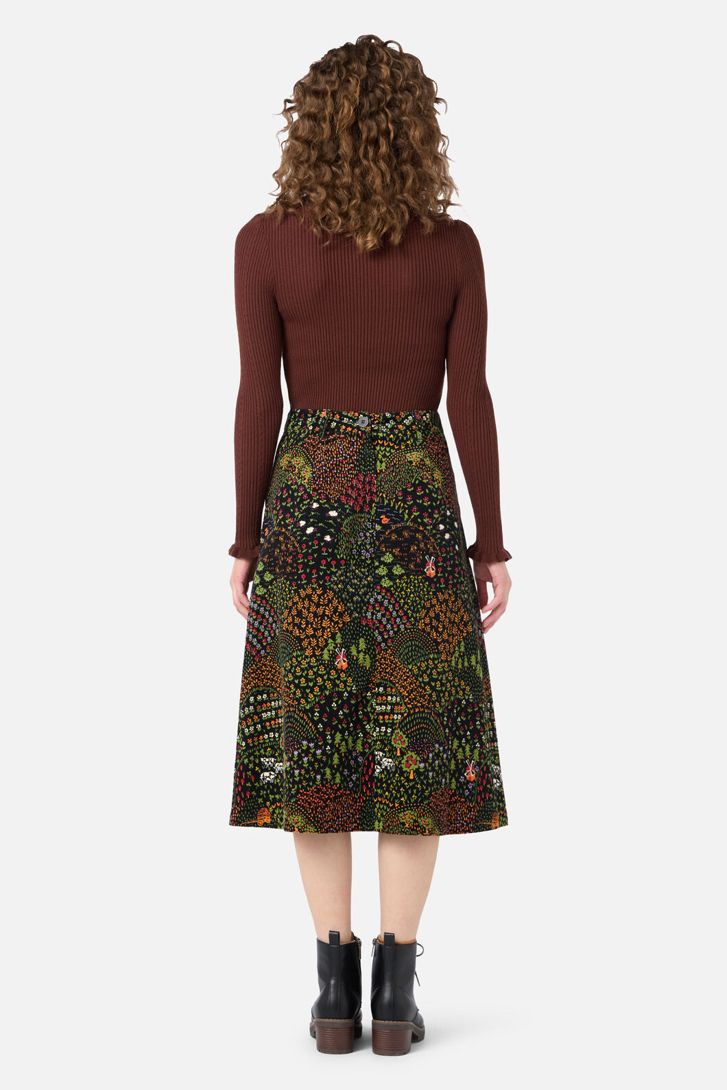 Princess Highway - Rolling Hills Cord Midi Skirt - black