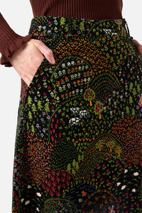 Princess Highway - Rolling Hills Cord Midi Skirt - black