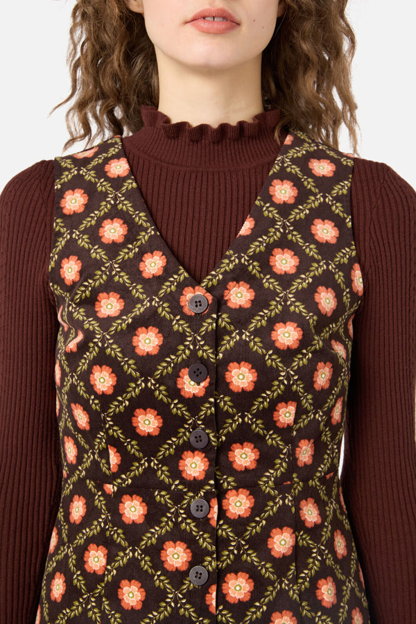 Princess Highway - Delilah Cord Pinafore - chocolate