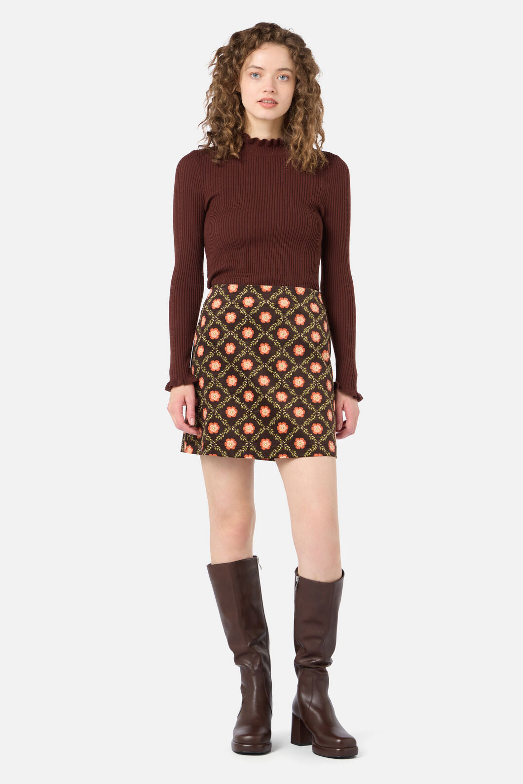 Princess Highway - Delilah Cord Mini Skirt - chocolate