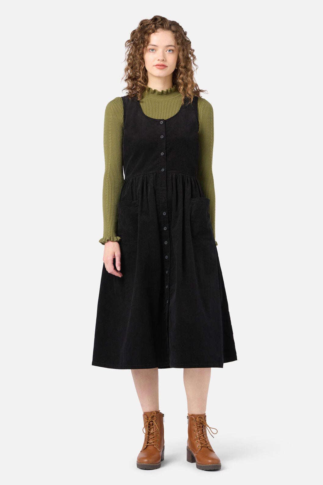 Princess Highway - Demi Cord Pinafore Dress - black