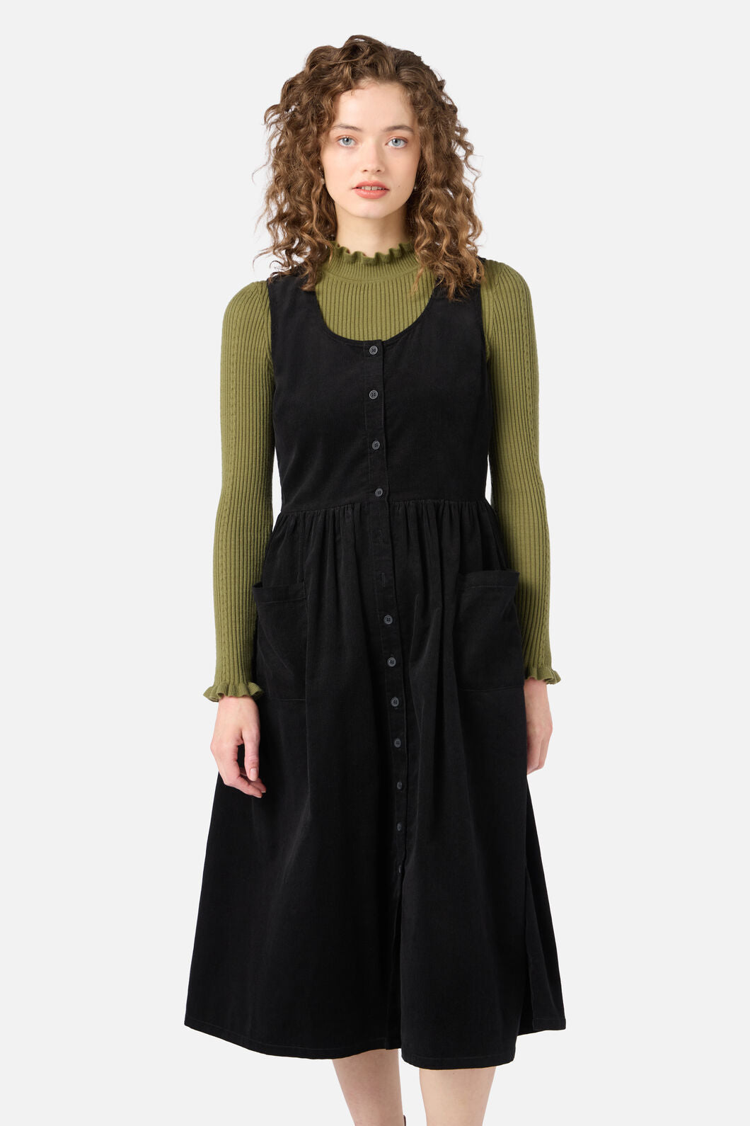 Princess Highway - Demi Cord Pinafore Dress - black