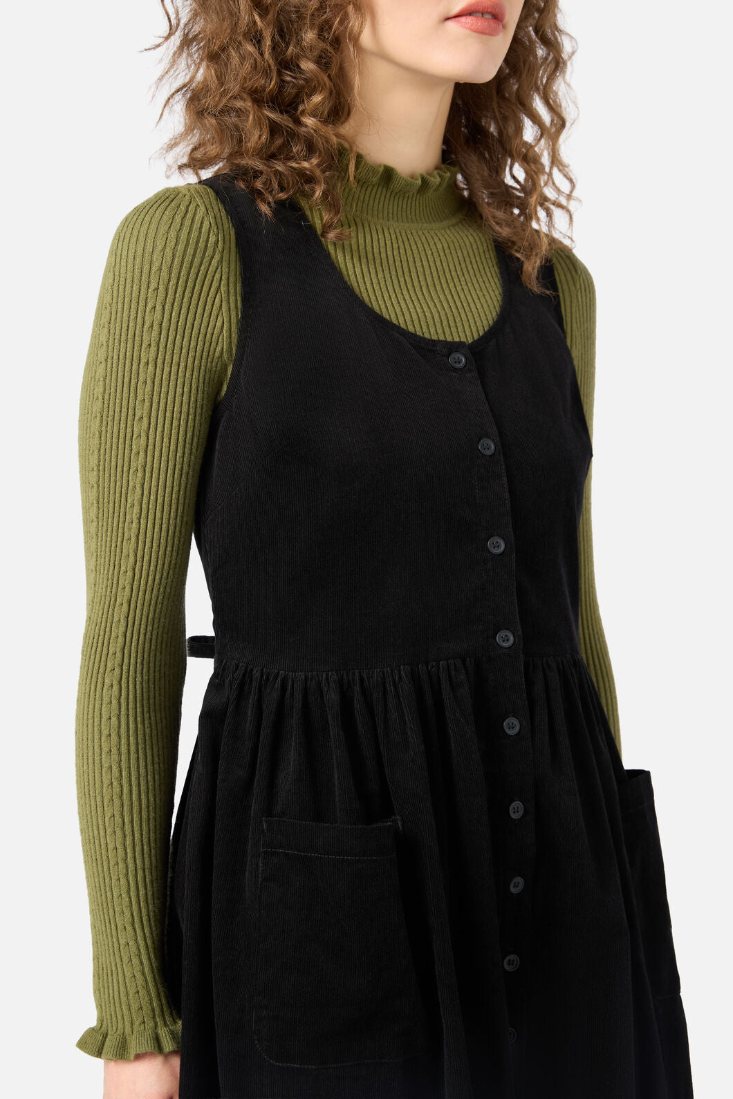 Princess Highway - Demi Cord Pinafore Dress - black