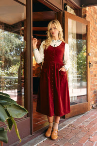 Princess Highway - Demi Cord Pinafore Dress - paprika