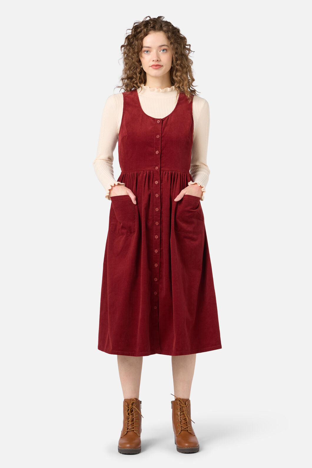 Princess Highway - Demi Cord Pinafore Dress - paprika