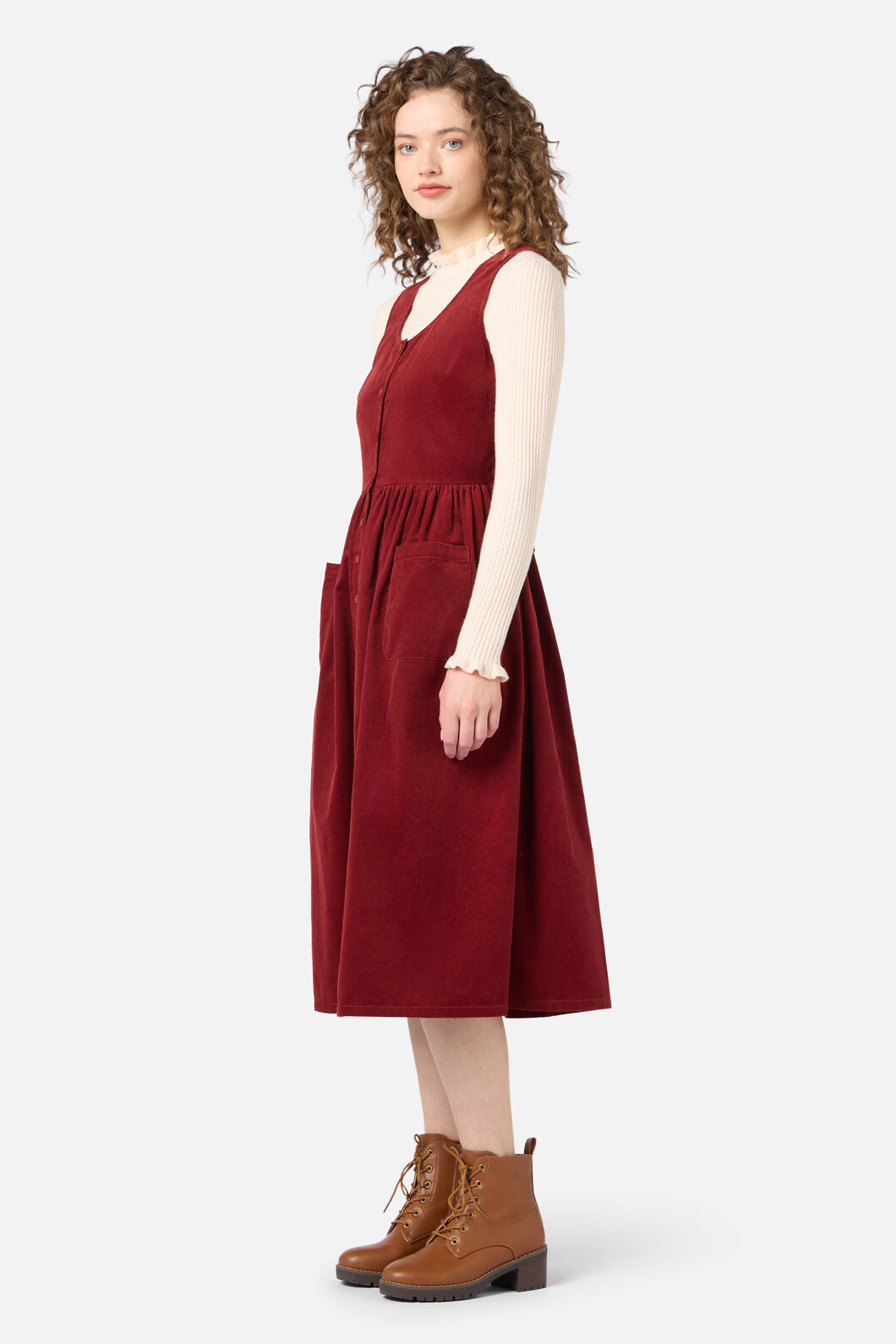 Princess Highway - Demi Cord Pinafore Dress - paprika