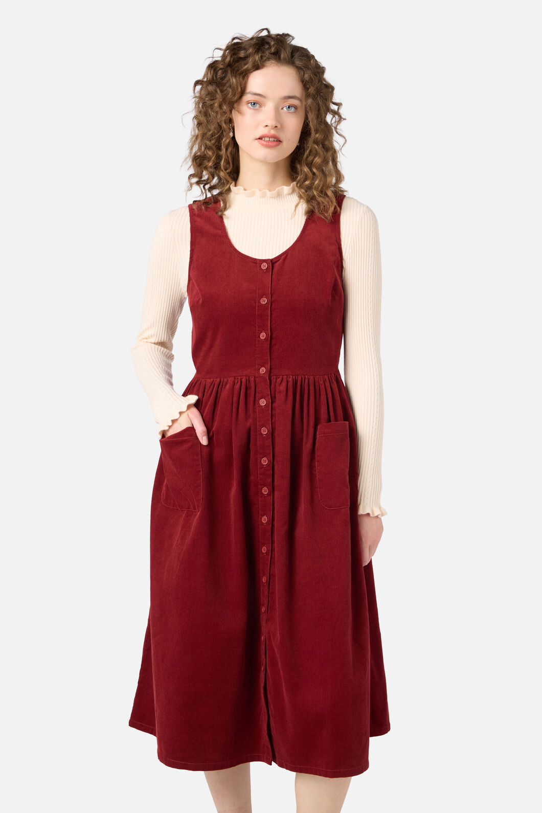 Princess Highway - Demi Cord Pinafore Dress - paprika