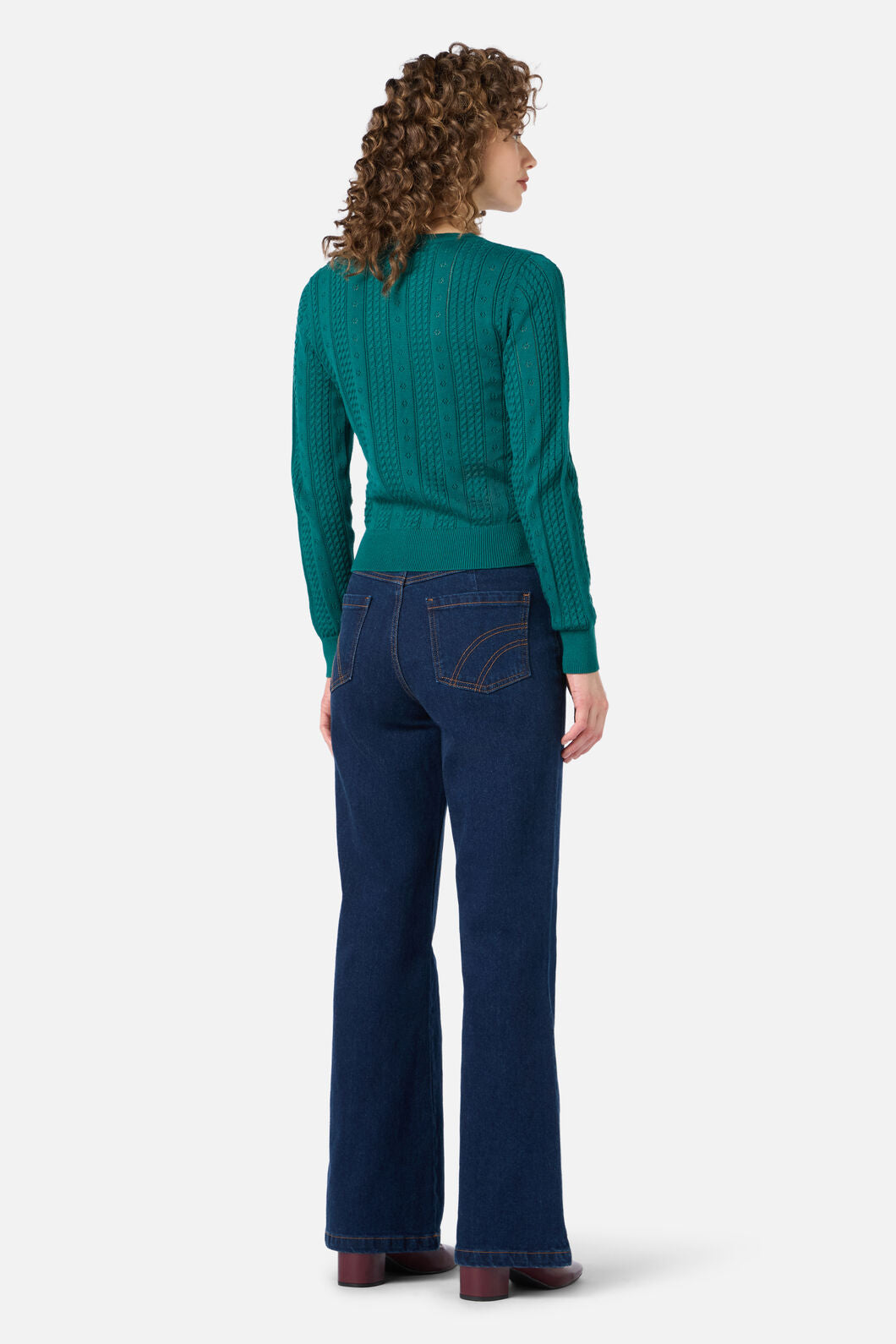 Princess Highway - Lisa Pointelle Cardigan - teal