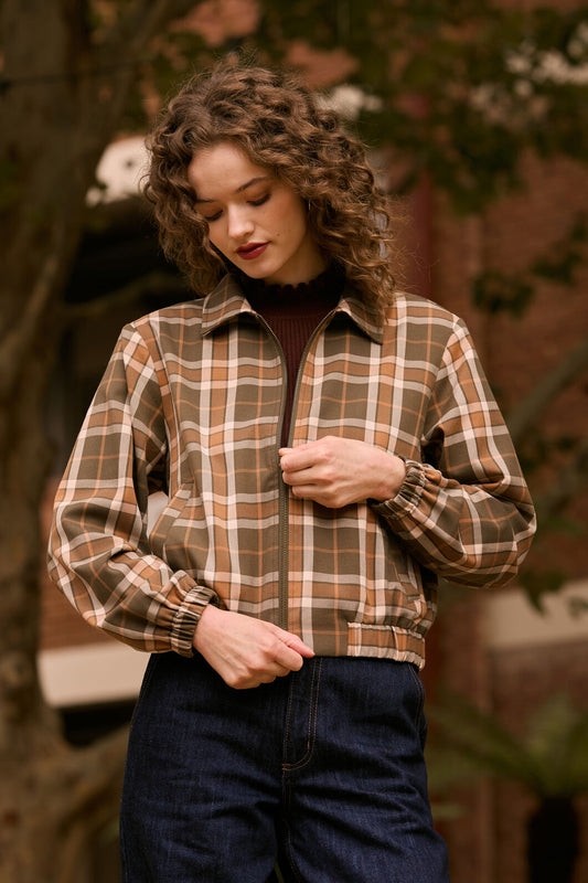 Princess Highway - Vera Check Bomber Jacket - green