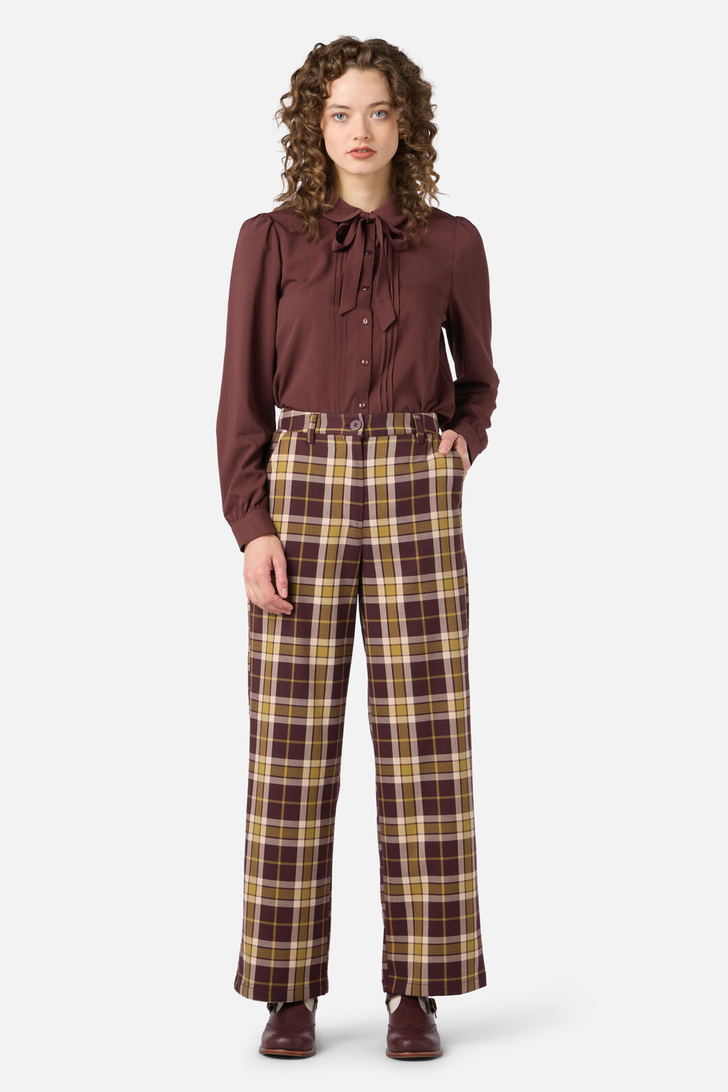 Princess Highway - Vera Check Pants - chocolate