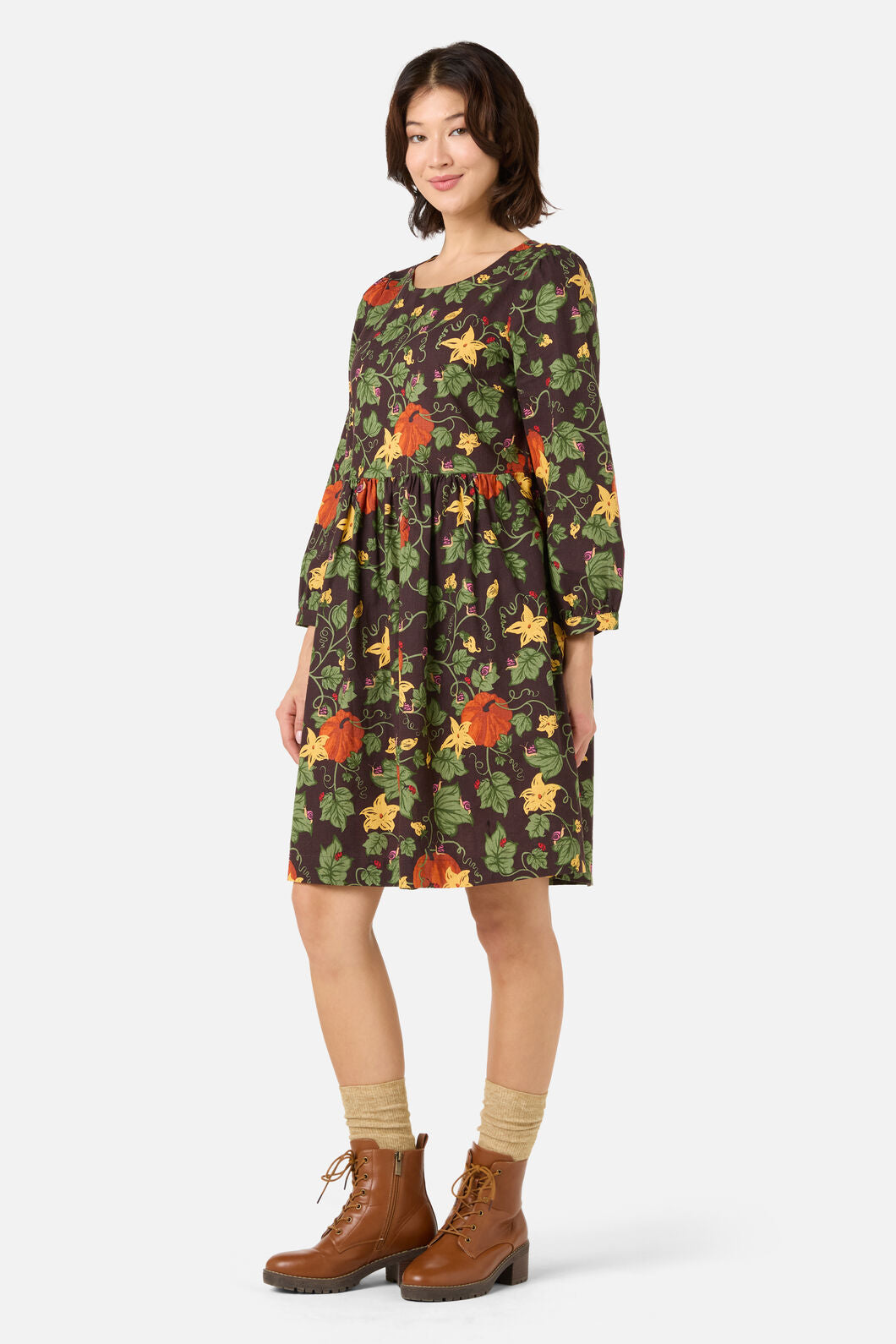 Princess Highway - Pumpkin Long Sleeve Dress - chocolate