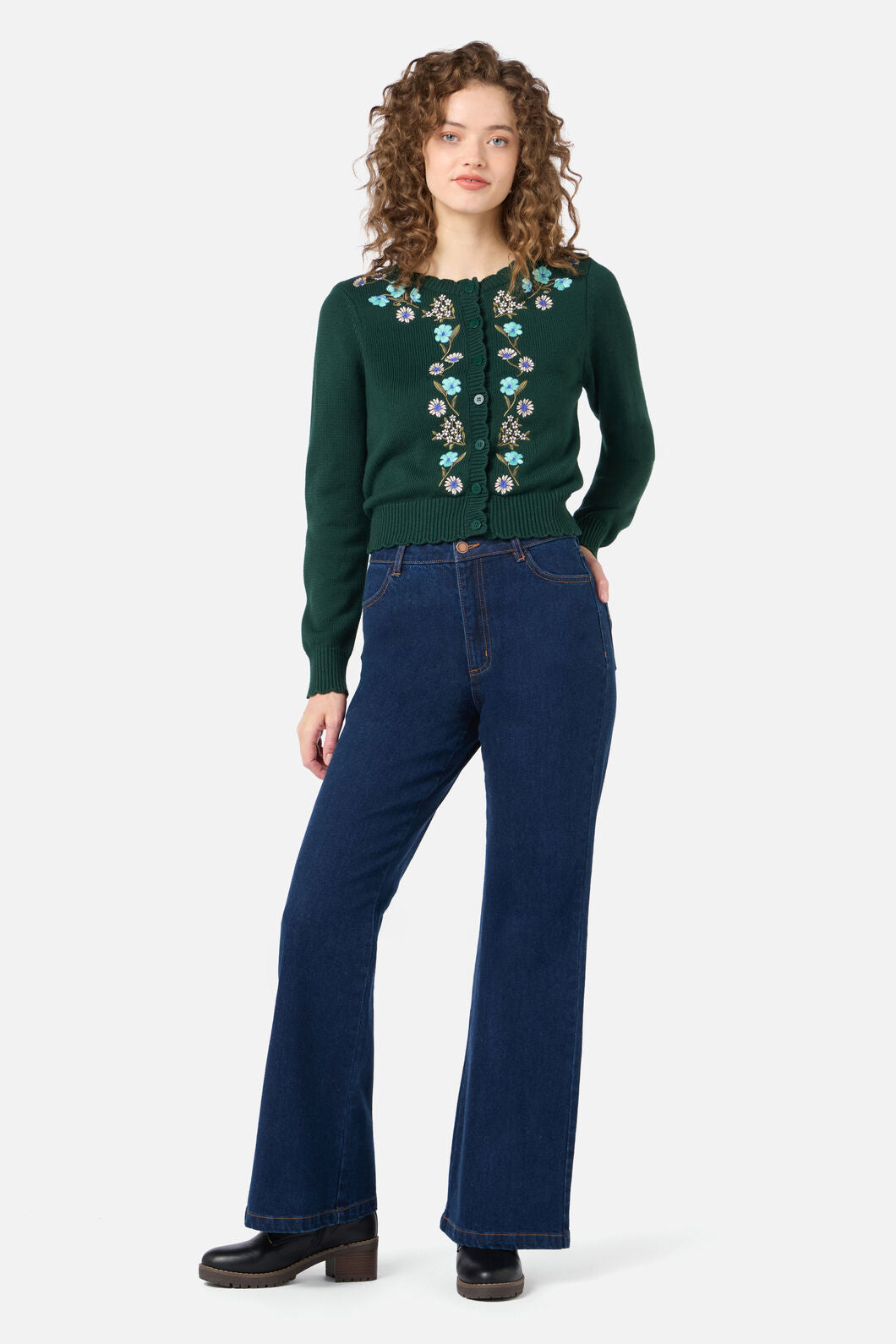 Princess Highway - Gloria Embroidered Cardigan - teal