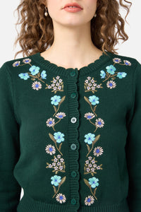 Princess Highway - Gloria Embroidered Cardigan - teal