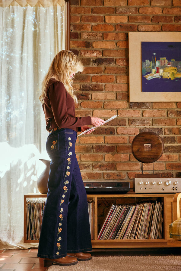 Princess Highway - Gloria Embroidered Jean - blue-denim