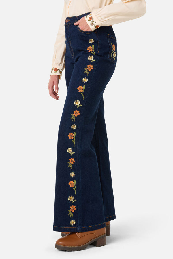 Princess Highway - Gloria Embroidered Jean - blue-denim