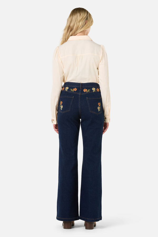 Princess Highway - Gloria Embroidered Jean - blue-denim