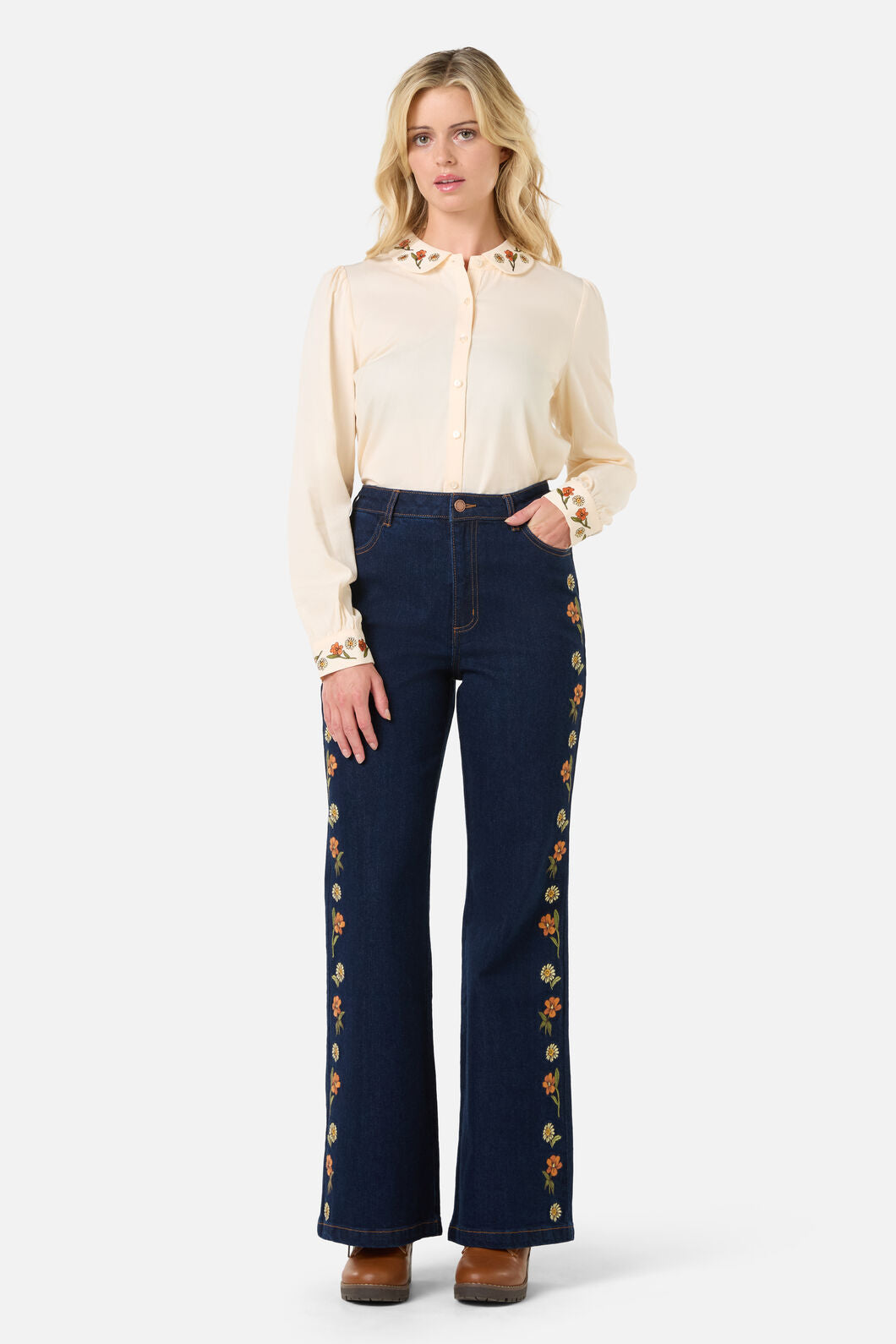 Princess Highway - Gloria Embroidered Blouse - cream