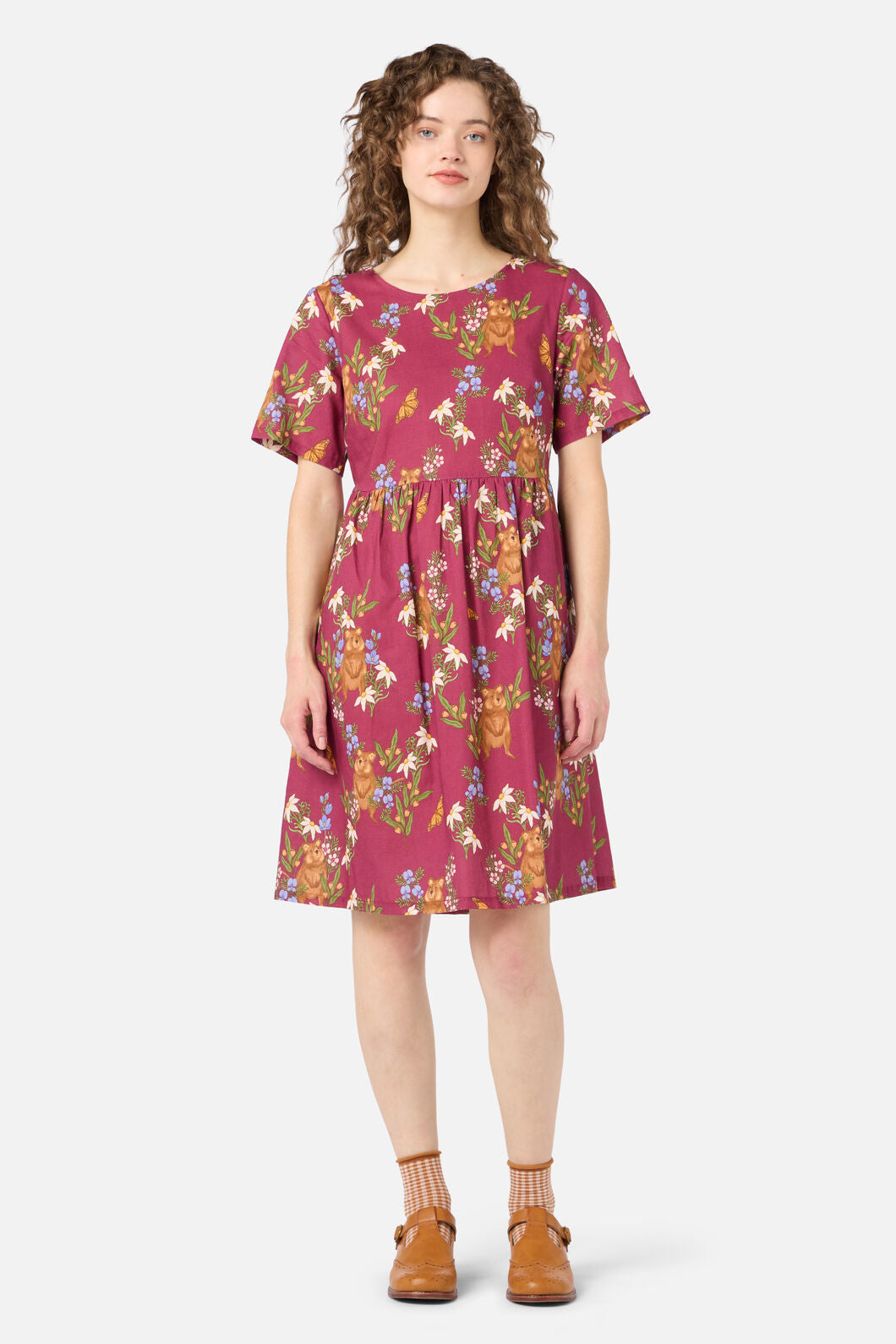 Princess Highway - Quokka & Flora Smock Dress - rose