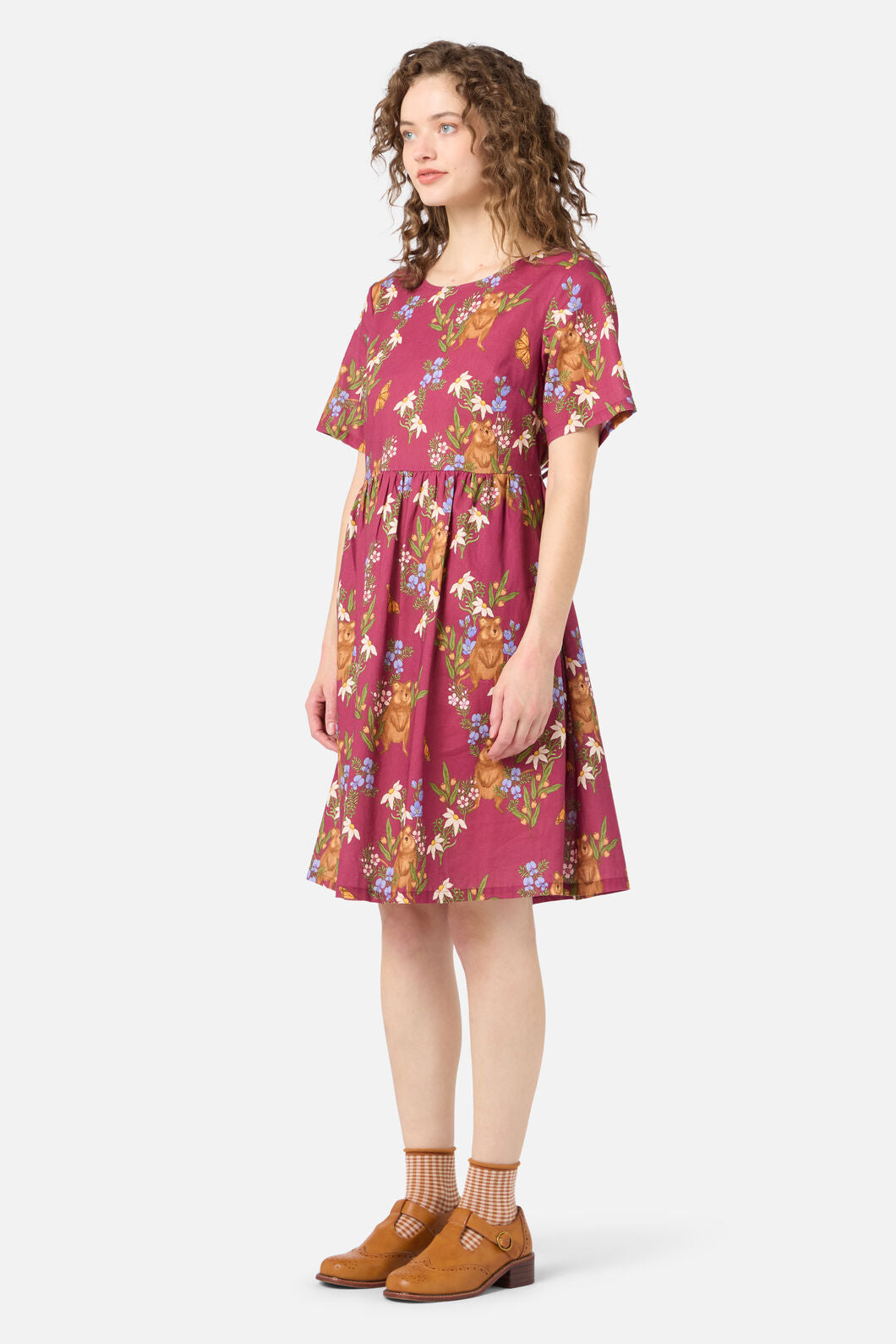 Princess Highway - Quokka & Flora Smock Dress - rose