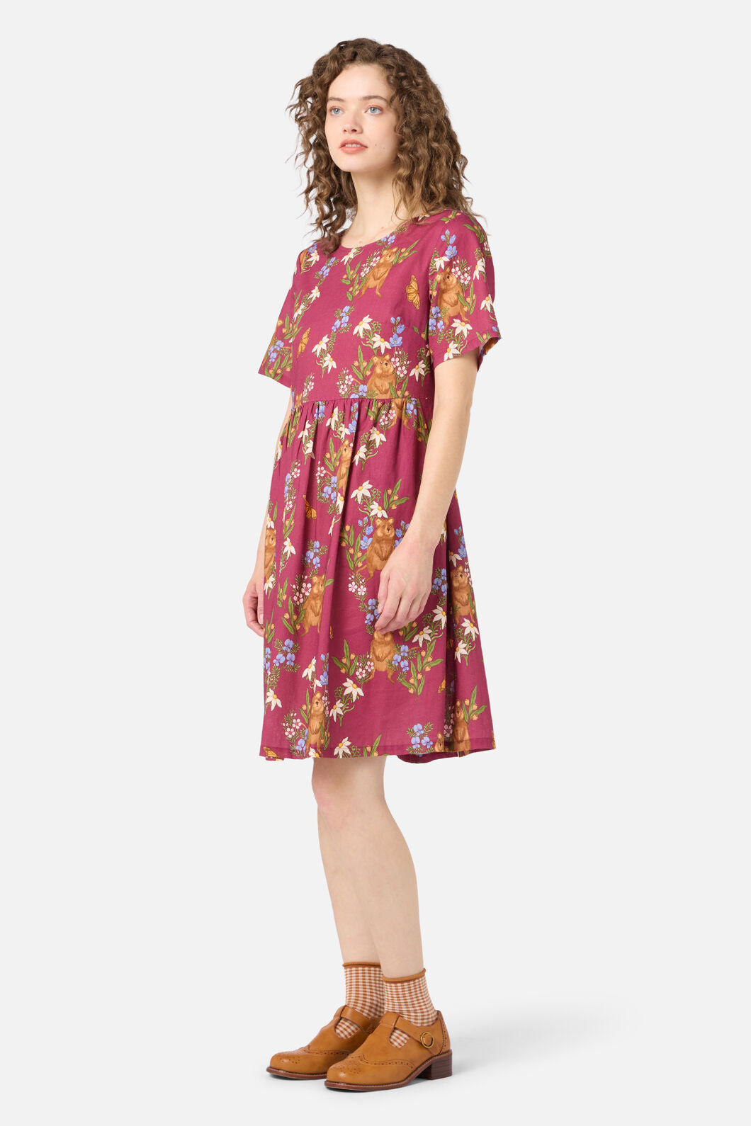 Princess Highway - Quokka & Flora Smock Dress - rose