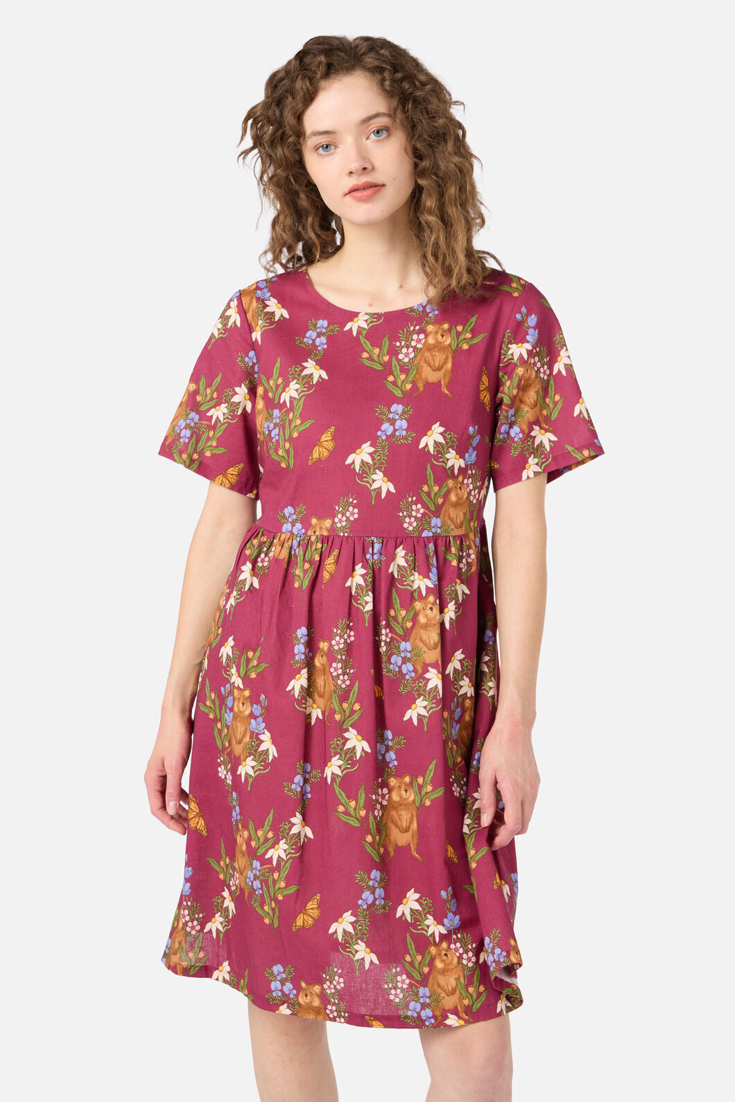Princess Highway - Quokka & Flora Smock Dress - rose