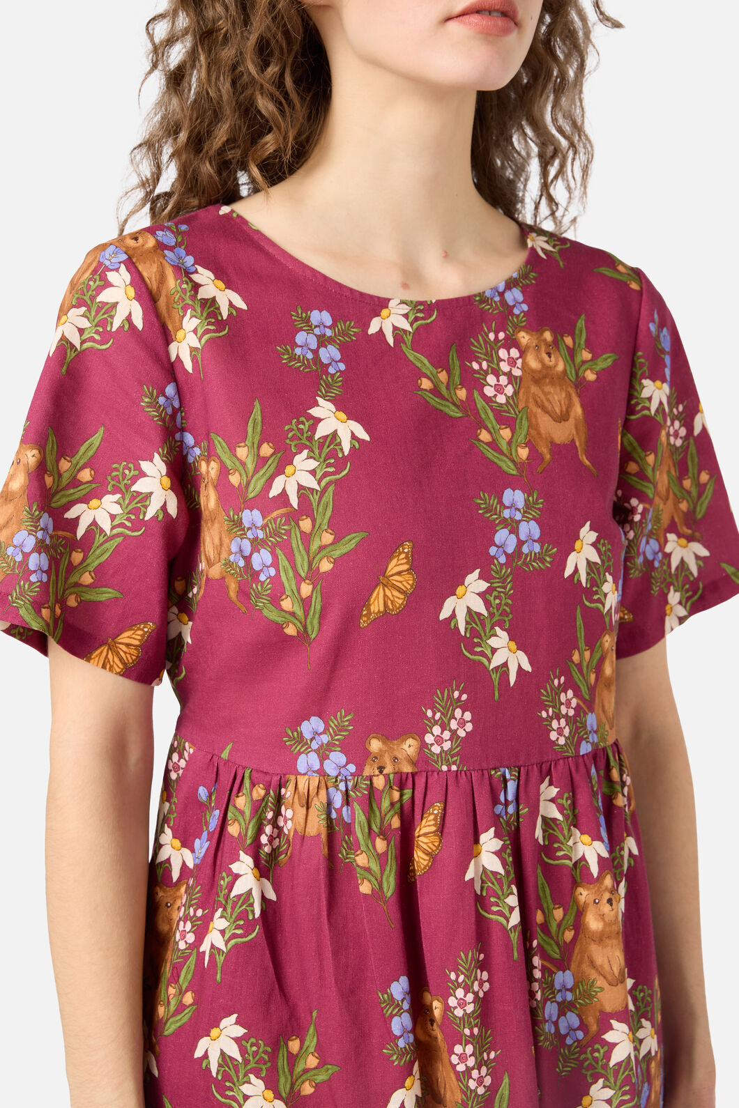 Princess Highway - Quokka & Flora Smock Dress - rose