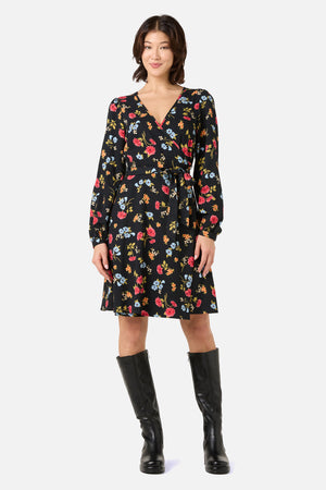 Princess Highway - Winona Flower Wrap Dress - black