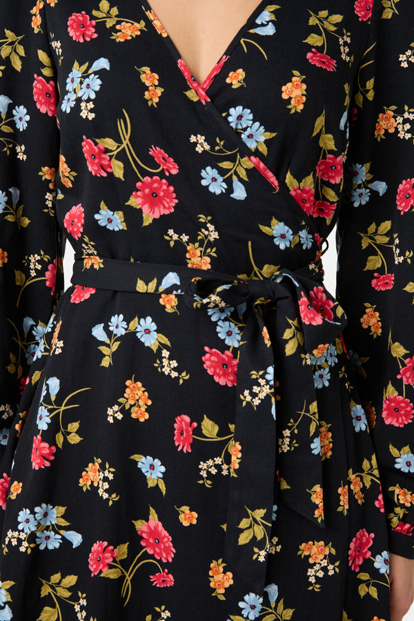 Princess Highway - Winona Flower Wrap Dress - black