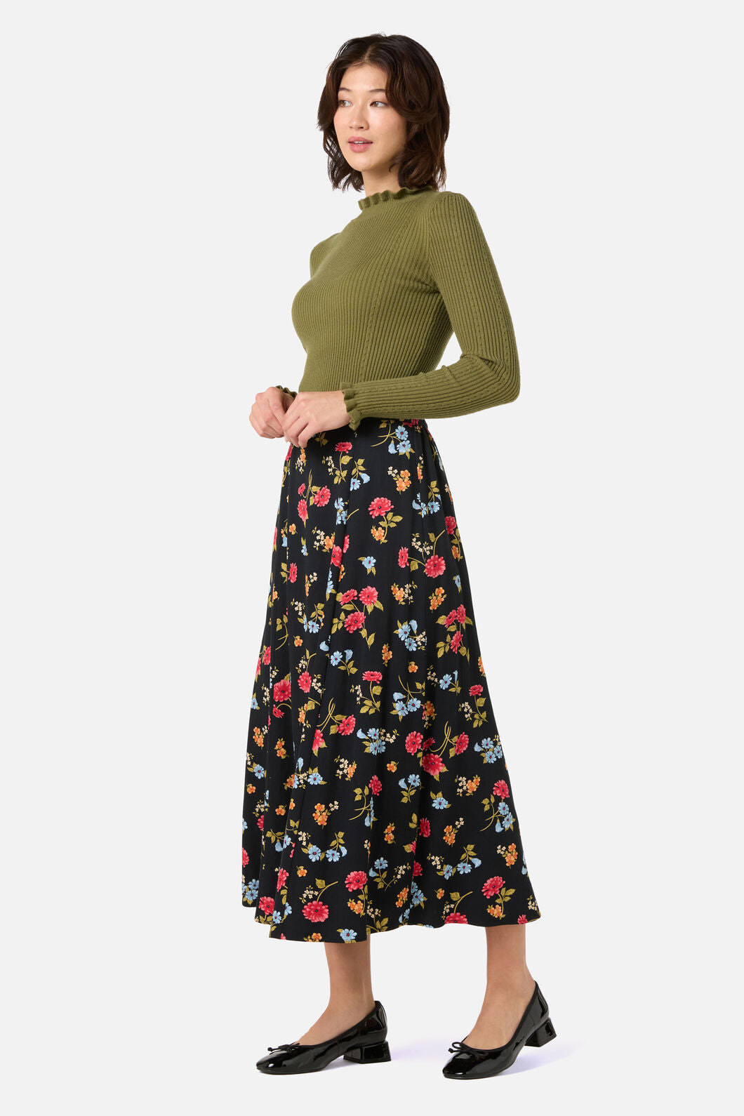 Princess Highway - Winona Flower Midi Skirt - black