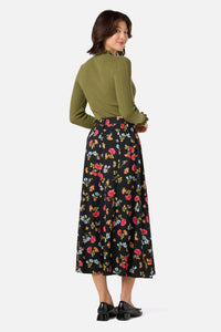Princess Highway - Winona Flower Midi Skirt - black
