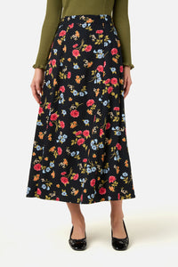 Princess Highway - Winona Flower Midi Skirt - black