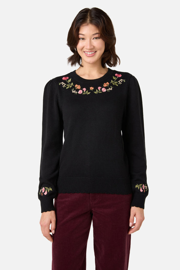 Princess Highway - Winona Flower Embroidered Jumper - black