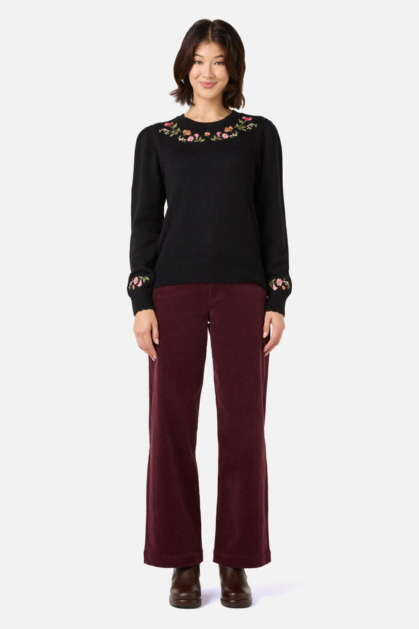 Princess Highway - Winona Flower Embroidered Jumper - black