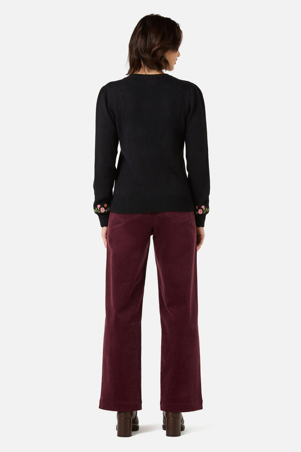 Princess Highway - Winona Flower Embroidered Jumper - black