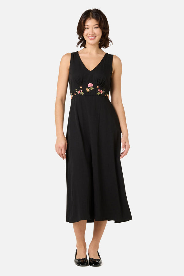 Princess Highway - Winona Flower Emb Midi Dress - black