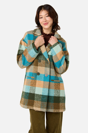 Princess Highway - Molly Check Coat - green-blue