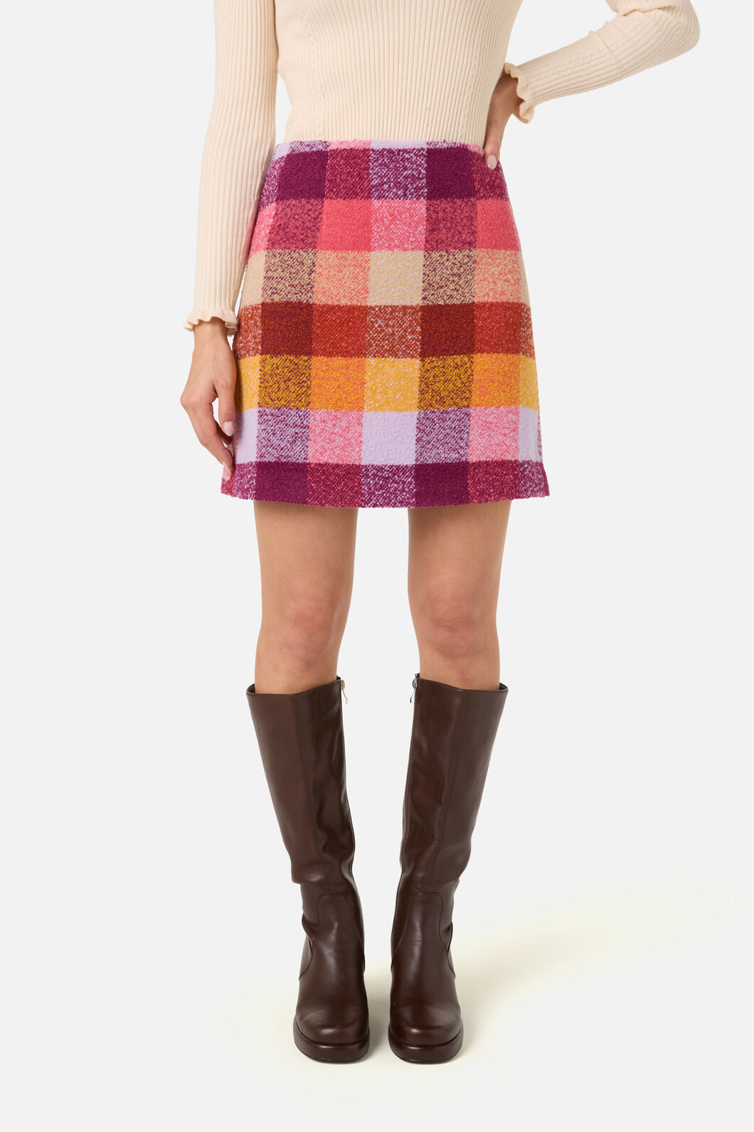 Princess Highway - Molly Check Skirt - pink-gold