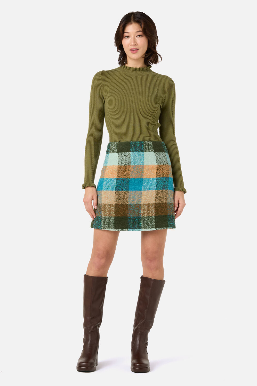 Princess Highway - Molly Check Skirt - green-blue