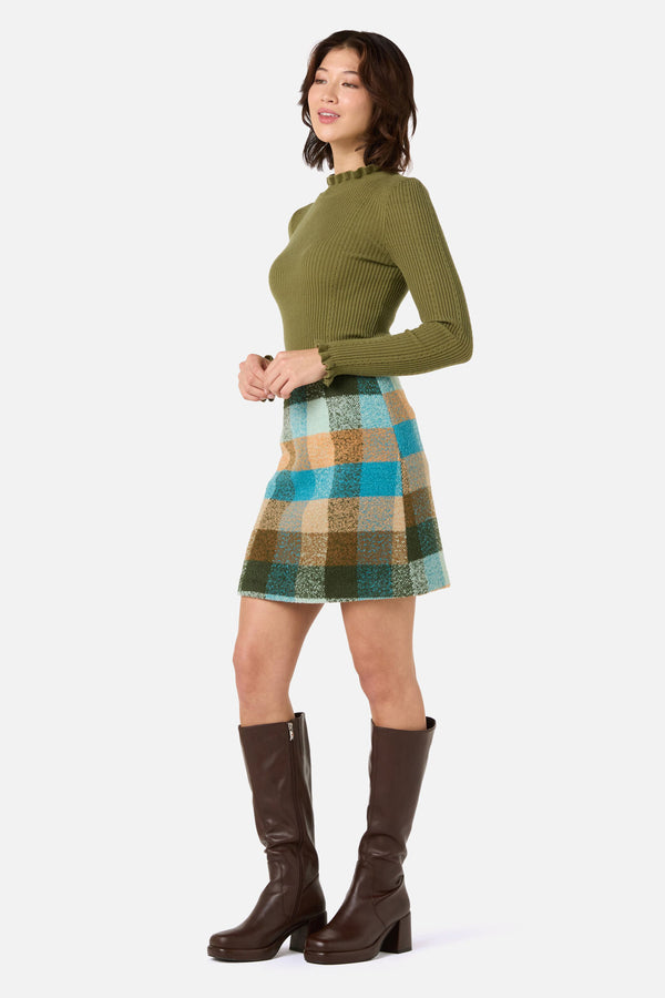Princess Highway - Molly Check Skirt - green-blue