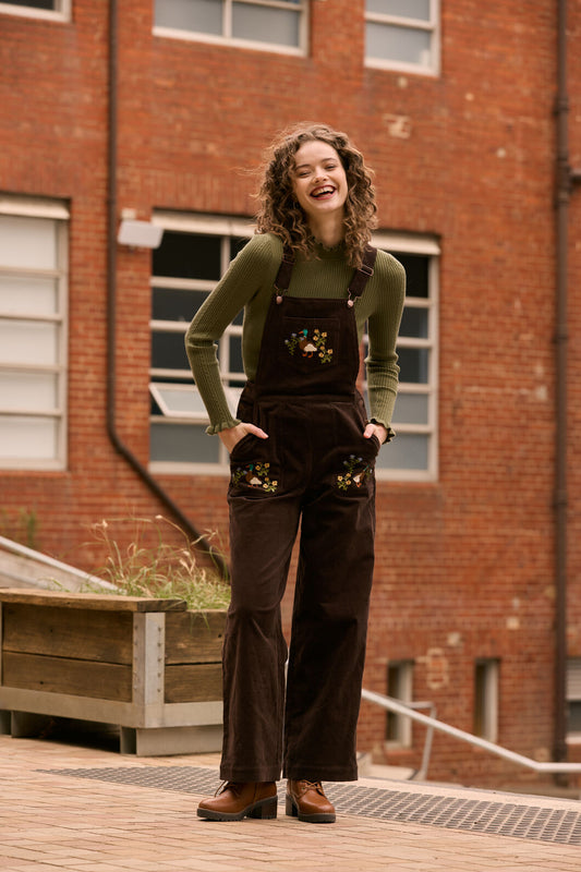 Princess Highway - Sweet Ducks Emb Cord Overall - chocolate