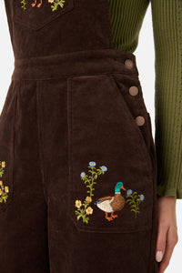 Princess Highway - Sweet Ducks Emb Cord Overall - chocolate