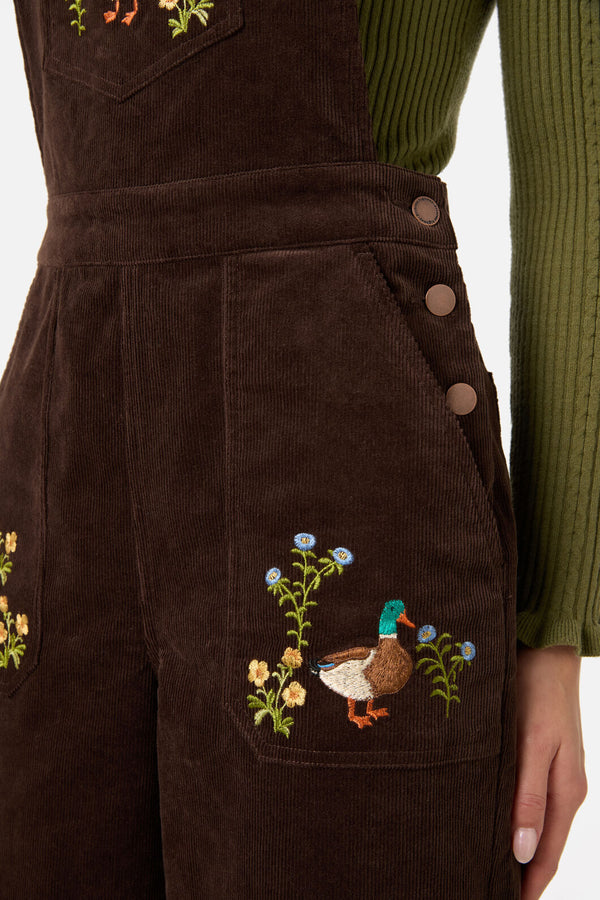 Princess Highway - Sweet Ducks Emb Cord Overall - chocolate