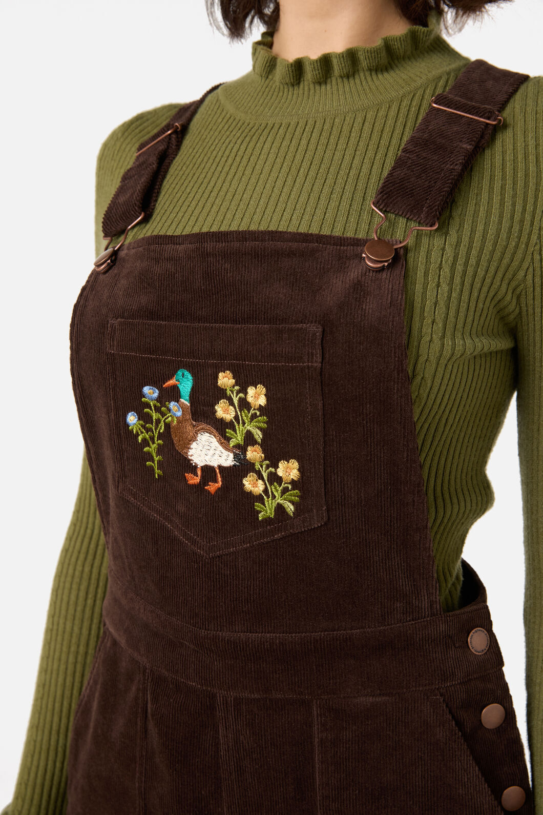 Princess Highway - Sweet Ducks Emb Cord Overall - chocolate
