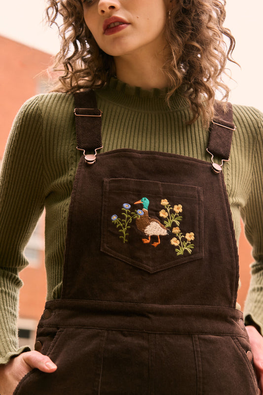 Princess Highway - Sweet Ducks Emb Cord Overall - chocolate