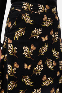 Princess Highway - Wattle & Butterfly Midi Skirt - black