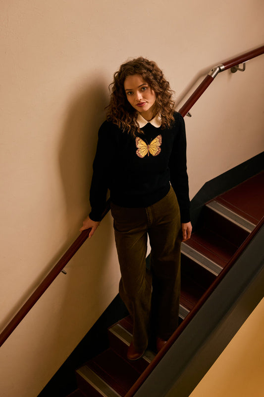Princess Highway - Butterfly Embroidered Jumper - black