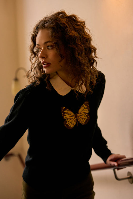 Princess Highway - Butterfly Embroidered Jumper - black