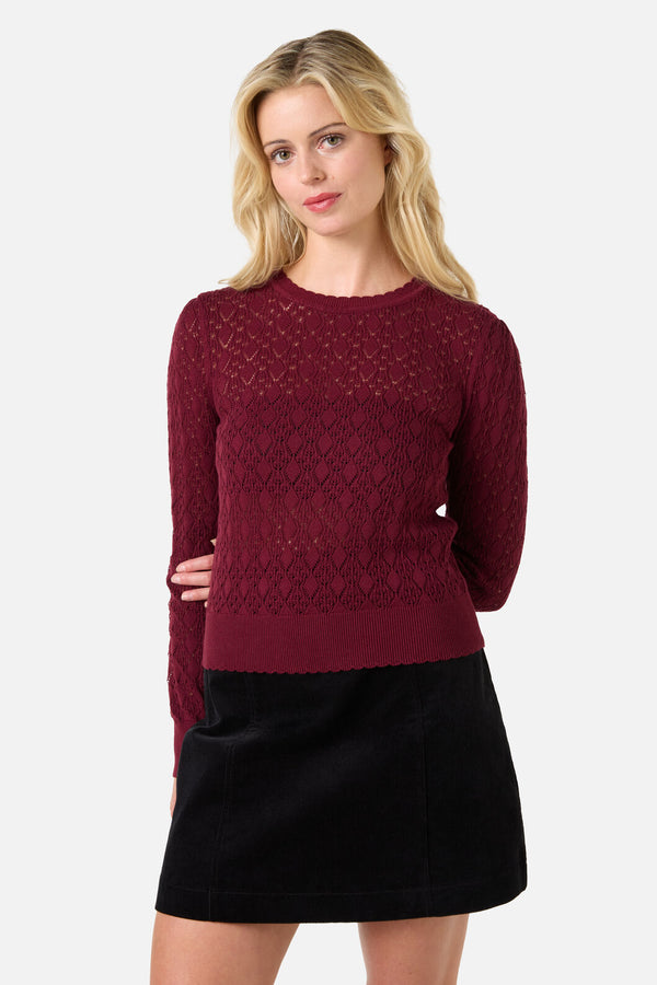 Princess Highway - Annabelle Fancy Knit Top - burgundy