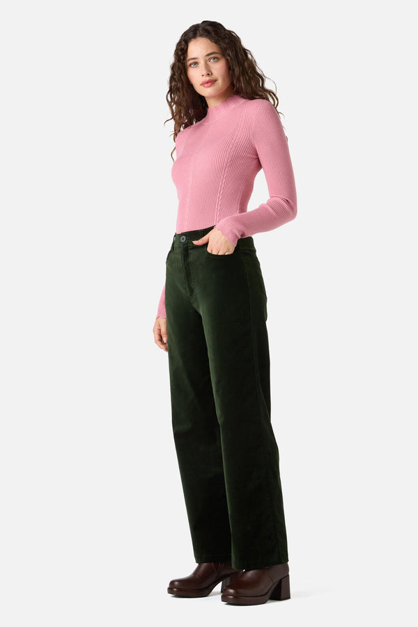 Princess Highway - Rachel Velvet Jean - olive-green