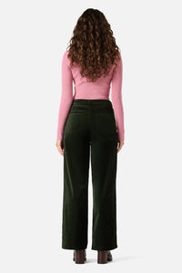 Princess Highway - Rachel Velvet Jean - olive-green
